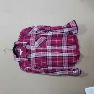 My Style Pink Plaid Button-Up Shirt Size Small